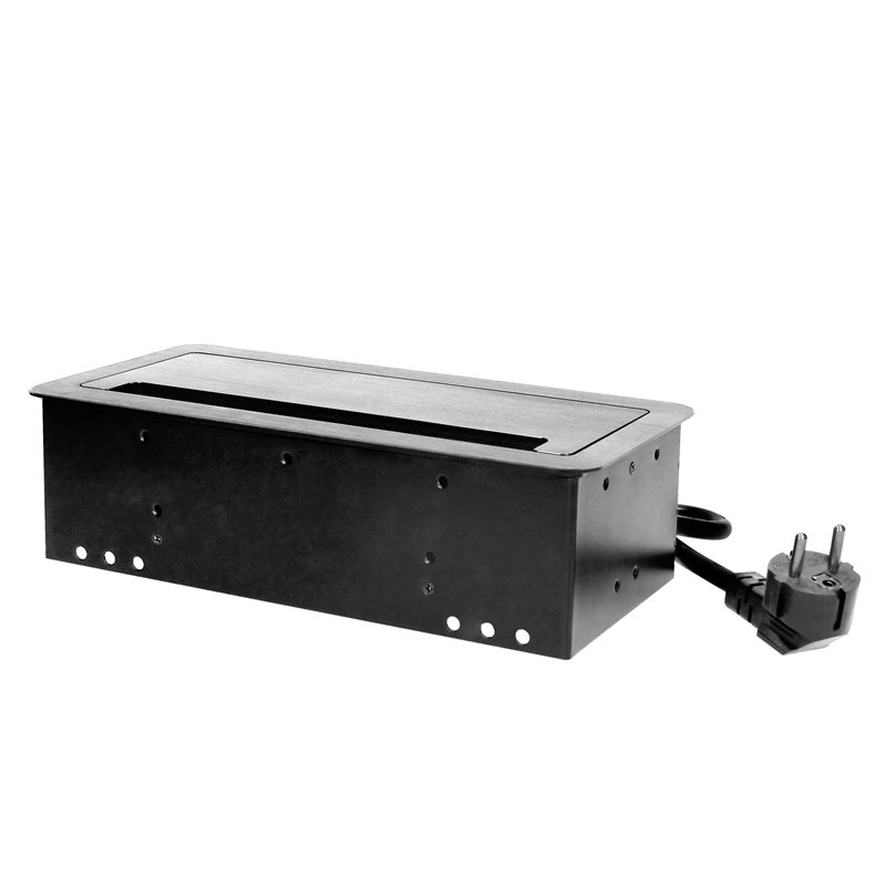 GNIAZDO MEBLOWE WPUSZCZANE W BLAT Z PŁASKIM FREZOWANYM RANTEM, SZCZOTKĄ PRZECIWKURZOWĄ, ŁADOWARKĄ USB I PRZEWODEM 1,5M, 2X2P+Z, GNIAZDO MEBLOWE WPUSZCZANE W BLAT Z PŁASKIM FREZOWANYM RANTEM, SZCZOTKĄ PRZECIWKURZOWĄ, ŁADOWARKĄ USB I PRZEWODEM 1,5M, 2X2P+Z,