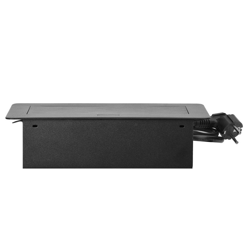 GNIAZDA MEBLOWE WPUSZCZANE W BLAT Z PŁASKIM FREZOWANYM RANTEM, ŁADOWARKĄ USB I PRZEWODEM 1,5M, 2X2P+Z (SCHUKO), 2XUSB, CZARNE OR GNIAZDA MEBLOWE WPUSZCZANE W BLAT Z PŁASKIM FREZOWANYM RANTEM, ŁADOWARKĄ USB I PRZEWODEM 1,5M, 2X2P+Z (SCHUKO), 2XUSB, CZARNE OR