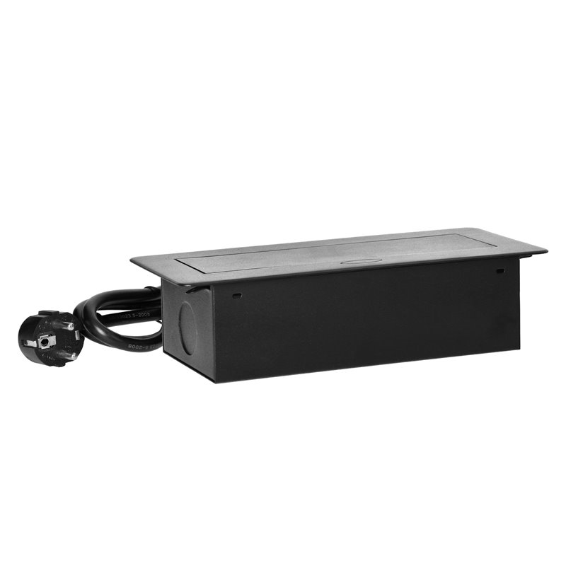 GNIAZDA MEBLOWE WPUSZCZANE W BLAT Z PŁASKIM FREZOWANYM RANTEM, ŁADOWARKĄ USB I PRZEWODEM 1,5M, 2X2P+Z (SCHUKO), 2XUSB, CZARNE OR GNIAZDA MEBLOWE WPUSZCZANE W BLAT Z PŁASKIM FREZOWANYM RANTEM, ŁADOWARKĄ USB I PRZEWODEM 1,5M, 2X2P+Z (SCHUKO), 2XUSB, CZARNE OR