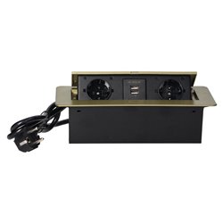 GNIAZDA MEBLOWE WPUSZCZANE W BLAT Z PŁASKIM FREZOWANYM RANTEM, ŁADOWARKĄ USB I PRZEWODEM 1,5M, 2X2P+Z (SCHUKO), 2XUSB, KOLOR MOS GNIAZDA MEBLOWE WPUSZCZANE W BLAT Z PŁASKIM FREZOWANYM RANTEM, ŁADOWARKĄ USB I PRZEWODEM 1,5M, 2X2P+Z (SCHUKO), 2XUSB, KOLOR MOS