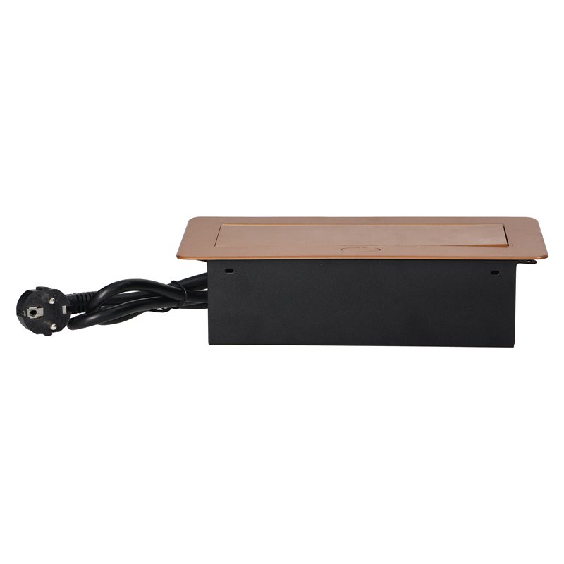 GNIAZDA MEBLOWE WPUSZCZANE W BLAT Z PŁASKIM FREZOWANYM RANTEM, ŁADOWARKĄ USB I PRZEWODEM 1,5M, 2X2P+Z (SCHUKO), 2XUSB, ZŁOTE ORN GNIAZDA MEBLOWE WPUSZCZANE W BLAT Z PŁASKIM FREZOWANYM RANTEM, ŁADOWARKĄ USB I PRZEWODEM 1,5M, 2X2P+Z (SCHUKO), 2XUSB, ZŁOTE ORN