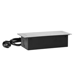 GNIAZDA MEBLOWE WPUSZCZANE W BLAT Z PŁASKIM FREZOWANYM RANTEM, ŁADOWARKĄ USB I PRZEWODEM 1,5M, 2X2P+Z (SCHUKO), 2XUSB, SREBRNE O GNIAZDA MEBLOWE WPUSZCZANE W BLAT Z PŁASKIM FREZOWANYM RANTEM, ŁADOWARKĄ USB I PRZEWODEM 1,5M, 2X2P+Z (SCHUKO), 2XUSB, SREBRNE O