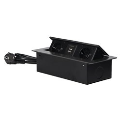 GNIAZDA MEBLOWE WPUSZCZANE W BLAT Z PŁASKIM FREZOWANYM RANTEM, ŁADOWARKĄ USB I PRZEWODEM 1,5M, 2X2P+Z (SCHUKO), 2XUSB, GRAFITOWE GNIAZDA MEBLOWE WPUSZCZANE W BLAT Z PŁASKIM FREZOWANYM RANTEM, ŁADOWARKĄ USB I PRZEWODEM 1,5M, 2X2P+Z (SCHUKO), 2XUSB, GRAFITOWE