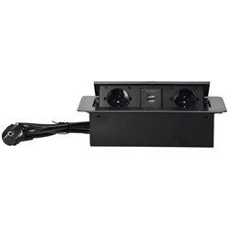 GNIAZDA MEBLOWE WPUSZCZANE W BLAT Z PŁASKIM FREZOWANYM RANTEM, ŁADOWARKĄ USB I PRZEWODEM 1,5M, 2X2P+Z (SCHUKO), 2XUSB, GRAFITOWE GNIAZDA MEBLOWE WPUSZCZANE W BLAT Z PŁASKIM FREZOWANYM RANTEM, ŁADOWARKĄ USB I PRZEWODEM 1,5M, 2X2P+Z (SCHUKO), 2XUSB, GRAFITOWE