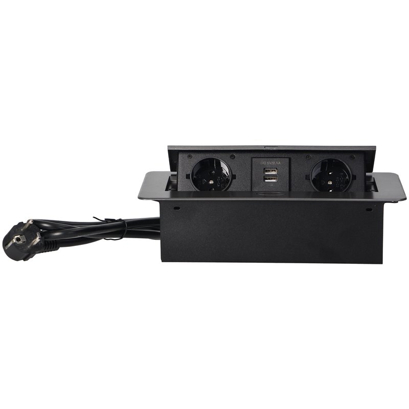 GNIAZDA MEBLOWE WPUSZCZANE W BLAT Z PŁASKIM FREZOWANYM RANTEM, ŁADOWARKĄ USB I PRZEWODEM 1,5M, 2X2P+Z (SCHUKO), 2XUSB, GRAFITOWE GNIAZDA MEBLOWE WPUSZCZANE W BLAT Z PŁASKIM FREZOWANYM RANTEM, ŁADOWARKĄ USB I PRZEWODEM 1,5M, 2X2P+Z (SCHUKO), 2XUSB, GRAFITOWE