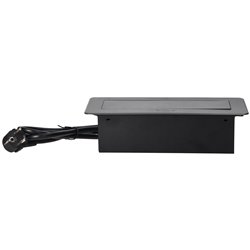GNIAZDA MEBLOWE WPUSZCZANE W BLAT Z PŁASKIM FREZOWANYM RANTEM, ŁADOWARKĄ USB I PRZEWODEM 1,5M, 2X2P+Z (SCHUKO), 2XUSB, GRAFITOWE GNIAZDA MEBLOWE WPUSZCZANE W BLAT Z PŁASKIM FREZOWANYM RANTEM, ŁADOWARKĄ USB I PRZEWODEM 1,5M, 2X2P+Z (SCHUKO), 2XUSB, GRAFITOWE