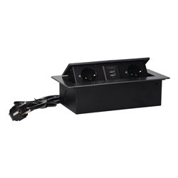 GNIAZDA MEBLOWE WPUSZCZANE W BLAT Z PŁASKIM FREZOWANYM RANTEM, ŁADOWARKĄ USB I PRZEWODEM 1,5M, 2X2P+Z (SCHUKO), 2XUSB, GRAFITOWE GNIAZDA MEBLOWE WPUSZCZANE W BLAT Z PŁASKIM FREZOWANYM RANTEM, ŁADOWARKĄ USB I PRZEWODEM 1,5M, 2X2P+Z (SCHUKO), 2XUSB, GRAFITOWE