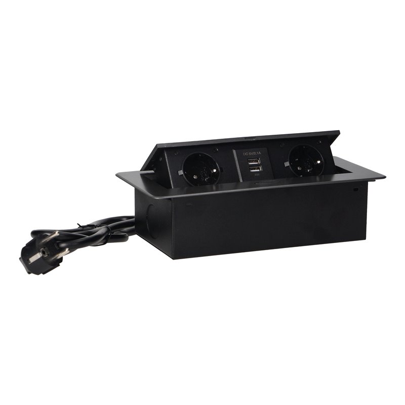 GNIAZDA MEBLOWE WPUSZCZANE W BLAT Z PŁASKIM FREZOWANYM RANTEM, ŁADOWARKĄ USB I PRZEWODEM 1,5M, 2X2P+Z (SCHUKO), 2XUSB, GRAFITOWE GNIAZDA MEBLOWE WPUSZCZANE W BLAT Z PŁASKIM FREZOWANYM RANTEM, ŁADOWARKĄ USB I PRZEWODEM 1,5M, 2X2P+Z (SCHUKO), 2XUSB, GRAFITOWE