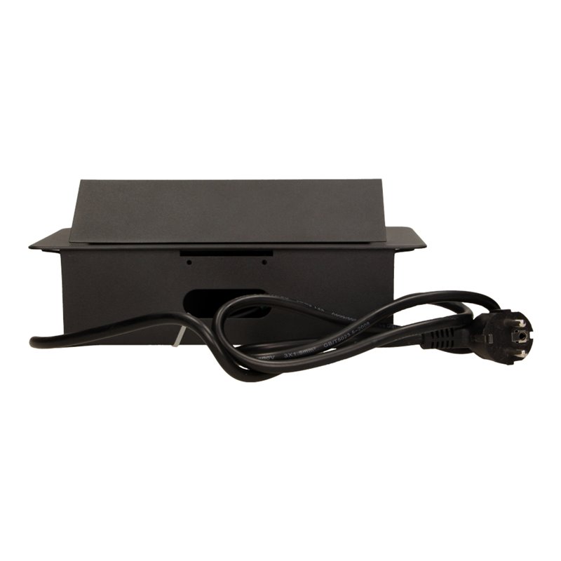GNIAZDO MEBLOWE WPUSZCZANE W BLAT Z PŁASKIM FREZOWANYM RANTEM, ŁADOWARKĄ USB I PRZEWODEM 3M, 2X2P+Z, 2XUSB, CZARNE ORNO GNIAZDO MEBLOWE WPUSZCZANE W BLAT Z PŁASKIM FREZOWANYM RANTEM, ŁADOWARKĄ USB I PRZEWODEM 3M, 2X2P+Z, 2XUSB, CZARNE ORNO