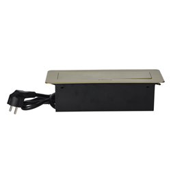 GNIAZDA MEBLOWE WPUSZCZANE W BLAT Z PŁASKIM FREZOWANYM RANTEM, ŁADOWARKĄ USB I PRZEWODEM 1,5M, 2X2P+Z, 2XUSB, KOLOR MOSIĄDZU ORN GNIAZDA MEBLOWE WPUSZCZANE W BLAT Z PŁASKIM FREZOWANYM RANTEM, ŁADOWARKĄ USB I PRZEWODEM 1,5M, 2X2P+Z, 2XUSB, KOLOR MOSIĄDZU ORN