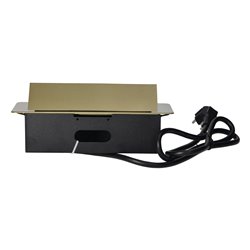 GNIAZDA MEBLOWE WPUSZCZANE W BLAT Z PŁASKIM FREZOWANYM RANTEM, ŁADOWARKĄ USB I PRZEWODEM 1,5M, 2X2P+Z, 2XUSB, KOLOR MOSIĄDZU ORN GNIAZDA MEBLOWE WPUSZCZANE W BLAT Z PŁASKIM FREZOWANYM RANTEM, ŁADOWARKĄ USB I PRZEWODEM 1,5M, 2X2P+Z, 2XUSB, KOLOR MOSIĄDZU ORN