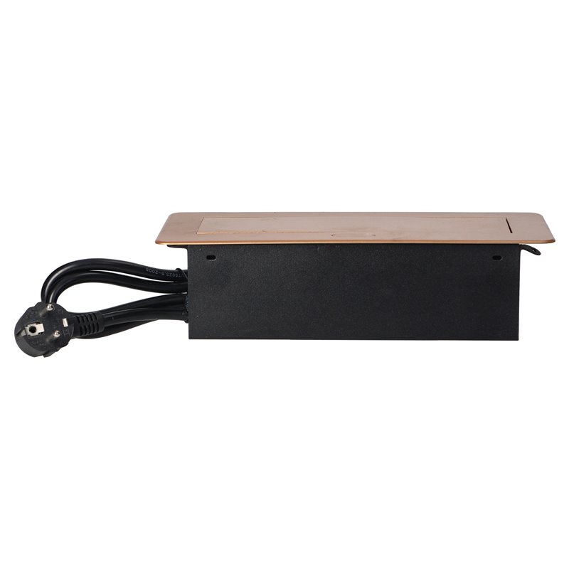 GNIAZDA MEBLOWE WPUSZCZANE W BLAT Z PŁASKIM FREZOWANYM RANTEM, ŁADOWARKĄ USB I PRZEWODEM 1,5M, 2X2P+Z, 2XUSB, ZŁOTE ORNO GNIAZDA MEBLOWE WPUSZCZANE W BLAT Z PŁASKIM FREZOWANYM RANTEM, ŁADOWARKĄ USB I PRZEWODEM 1,5M, 2X2P+Z, 2XUSB, ZŁOTE ORNO