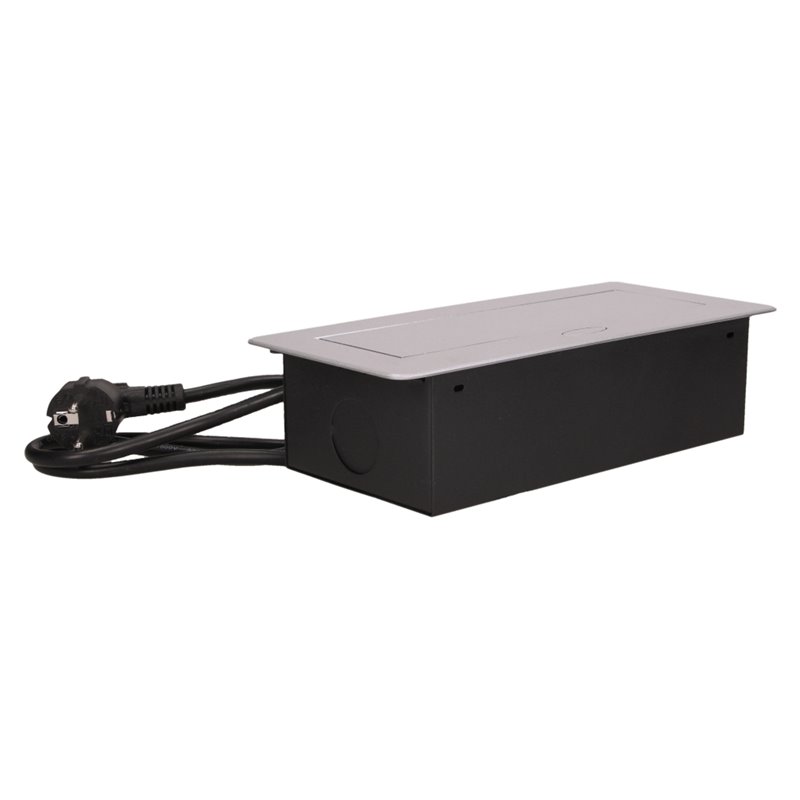 GNIAZDO MEBLOWE WPUSZCZANE W BLAT Z PŁASKIM FREZOWANYM RANTEM, ŁADOWARKĄ USB I PRZEWODEM 1,5M, 2X2P+Z, 2XUSB, SREBRNE ORNO GNIAZDO MEBLOWE WPUSZCZANE W BLAT Z PŁASKIM FREZOWANYM RANTEM, ŁADOWARKĄ USB I PRZEWODEM 1,5M, 2X2P+Z, 2XUSB, SREBRNE ORNO