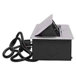 GNIAZDO MEBLOWE WPUSZCZANE W BLAT Z PŁASKIM FREZOWANYM RANTEM, ŁADOWARKĄ USB I PRZEWODEM 1,5M, 2X2P+Z, 2XUSB, SREBRNE ORNO GNIAZDO MEBLOWE WPUSZCZANE W BLAT Z PŁASKIM FREZOWANYM RANTEM, ŁADOWARKĄ USB I PRZEWODEM 1,5M, 2X2P+Z, 2XUSB, SREBRNE ORNO