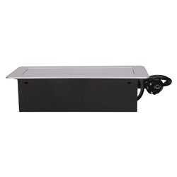 GNIAZDO MEBLOWE WPUSZCZANE W BLAT Z PŁASKIM FREZOWANYM RANTEM, ŁADOWARKĄ USB I PRZEWODEM 3M, 2X2P+Z, 2XUSB, SREBRNE ORNO GNIAZDO MEBLOWE WPUSZCZANE W BLAT Z PŁASKIM FREZOWANYM RANTEM, ŁADOWARKĄ USB I PRZEWODEM 3M, 2X2P+Z, 2XUSB, SREBRNE ORNO