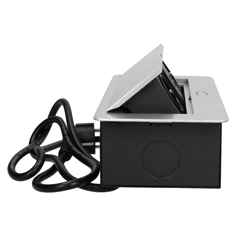 GNIAZDO MEBLOWE WPUSZCZANE W BLAT Z PŁASKIM FREZOWANYM RANTEM, ŁADOWARKĄ USB I PRZEWODEM 3M, 2X2P+Z, 2XUSB, SREBRNE ORNO GNIAZDO MEBLOWE WPUSZCZANE W BLAT Z PŁASKIM FREZOWANYM RANTEM, ŁADOWARKĄ USB I PRZEWODEM 3M, 2X2P+Z, 2XUSB, SREBRNE ORNO