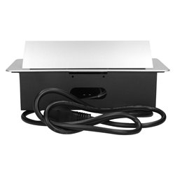 GNIAZDO MEBLOWE WPUSZCZANE W BLAT Z PŁASKIM FREZOWANYM RANTEM, ŁADOWARKĄ USB I PRZEWODEM 3M, 2X2P+Z, 2XUSB, SREBRNE ORNO GNIAZDO MEBLOWE WPUSZCZANE W BLAT Z PŁASKIM FREZOWANYM RANTEM, ŁADOWARKĄ USB I PRZEWODEM 3M, 2X2P+Z, 2XUSB, SREBRNE ORNO