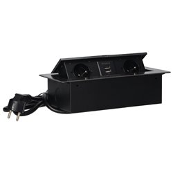 GNIAZDA MEBLOWE WPUSZCZANE W BLAT Z PŁASKIM FREZOWANYM RANTEM, ŁADOWARKĄ USB I PRZEWODEM 1,5M, 2X2P+Z, 2XUSB, GRAFITOWE ORNO GNIAZDA MEBLOWE WPUSZCZANE W BLAT Z PŁASKIM FREZOWANYM RANTEM, ŁADOWARKĄ USB I PRZEWODEM 1,5M, 2X2P+Z, 2XUSB, GRAFITOWE ORNO