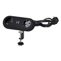 GNIAZDO MEBLOWE Z UCHWYTEM MONTAŻOWYM, ŁADOWARKĄ USB, 2 GNIAZDA 2P+Z (SCHUKO), 2XUSB, PRZEWÓD 3X1,5MM2 - 1,4M, CZARNE ORNO