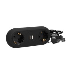 GNIAZDO MEBLOWE Z UCHWYTEM MONTAŻOWYM, ŁADOWARKĄ USB, 2 GNIAZDA 2P+Z (SCHUKO), 2XUSB, PRZEWÓD 3X1,5MM2 - 1,4M, CZARNE ORNO GNIAZDO MEBLOWE Z UCHWYTEM MONTAŻOWYM, ŁADOWARKĄ USB, 2 GNIAZDA 2P+Z (SCHUKO), 2XUSB, PRZEWÓD 3X1,5MM2 - 1,4M, CZARNE ORNO