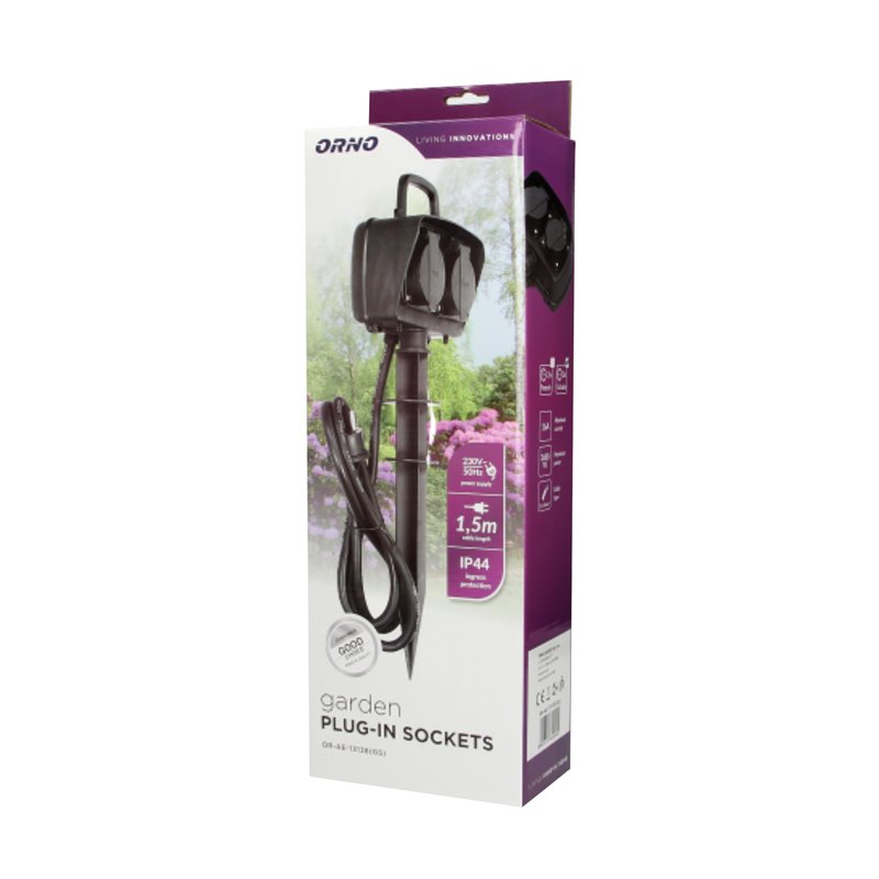 GNIAZDO OGRODOWE 2X2P+Z (SCHUKO), IP44, 1,5M H07RN-F 3X1,5MM2 ORNO GNIAZDO OGRODOWE 2X2P+Z (SCHUKO), IP44, 1,5M H07RN-F 3X1,5MM2 ORNO