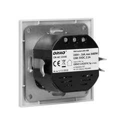 GNIAZDO POJEDYNCZE 2P+Z, USBX2 ORNO GNIAZDO POJEDYNCZE 2P+Z, USBX2 ORNO