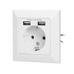GNIAZDO POJEDYNCZE 2P+Z, USBX2, SCHUKO ORNO GNIAZDO POJEDYNCZE 2P+Z, USBX2, SCHUKO ORNO
