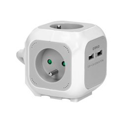 PRZEDŁUŻACZ 4 KROTNY 2P+Z, ŁADOWARKA 2XUSB, 1,4M H05VV-F 3X1MM2, SZARO-BIAŁY ORNO PRZEDŁUŻACZ 4 KROTNY 2P+Z, ŁADOWARKA 2XUSB, 1,4M H05VV-F 3X1MM2, SZARO-BIAŁY ORNO