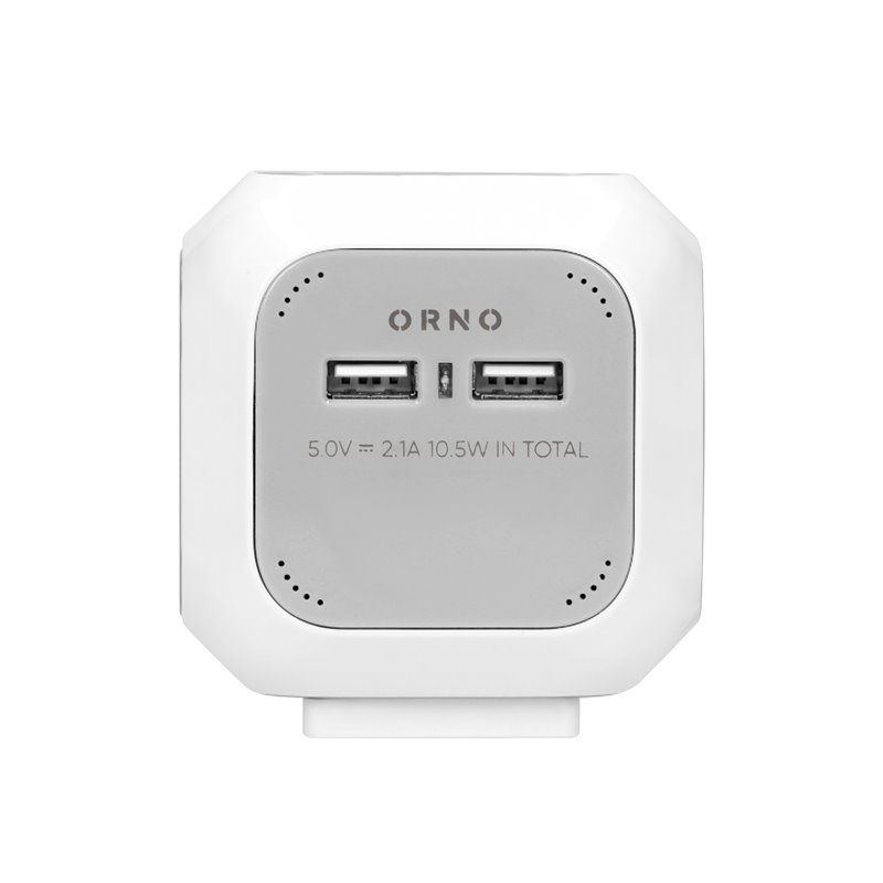 PRZEDŁUŻACZ 4 KROTNY 2P+Z, ŁADOWARKA 2XUSB, 1,4M H05VV-F 3X1MM2, SZARO-BIAŁY ORNO PRZEDŁUŻACZ 4 KROTNY 2P+Z, ŁADOWARKA 2XUSB, 1,4M H05VV-F 3X1MM2, SZARO-BIAŁY ORNO