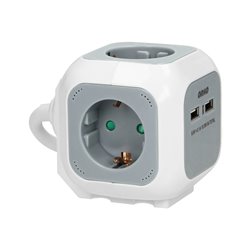 PRZEDŁUŻACZ 4 KROTNY 2P+Z (SCHUKO), ŁADOWARKA 2XUSB, 1,4M H05VV-F 3X1,5MM2, SZARO-BIAŁY ORNO PRZEDŁUŻACZ 4 KROTNY 2P+Z (SCHUKO), ŁADOWARKA 2XUSB, 1,4M H05VV-F 3X1,5MM2, SZARO-BIAŁY ORNO