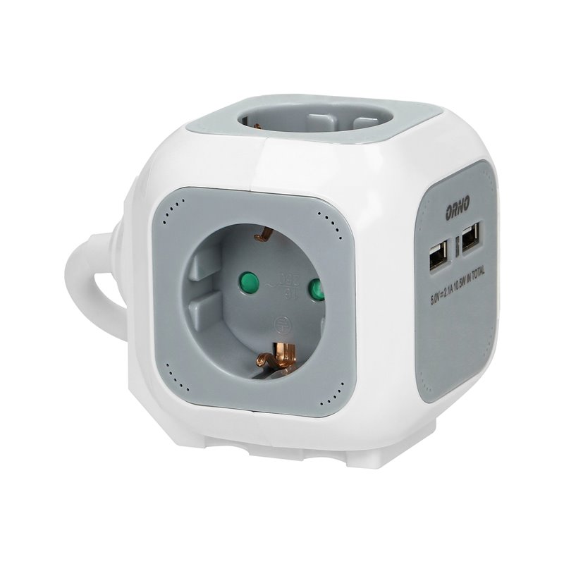PRZEDŁUŻACZ 4 KROTNY 2P+Z (SCHUKO), ŁADOWARKA 2XUSB, 1,4M H05VV-F 3X1,5MM2, SZARO-BIAŁY ORNO PRZEDŁUŻACZ 4 KROTNY 2P+Z (SCHUKO), ŁADOWARKA 2XUSB, 1,4M H05VV-F 3X1,5MM2, SZARO-BIAŁY ORNO