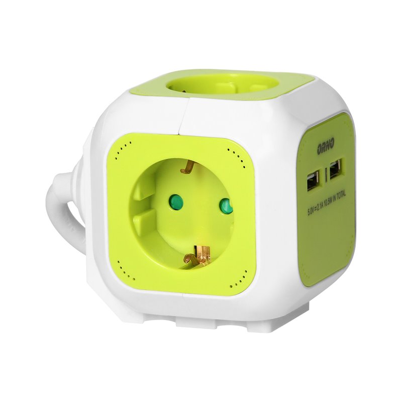 PRZEDŁUŻACZ 4-KROTNY(SCHUKO) Z ŁADOWARKĄ 2XUSB 1,4M LIMONKOWY ORNO PRZEDŁUŻACZ 4-KROTNY(SCHUKO) Z ŁADOWARKĄ 2XUSB 1,4M LIMONKOWY ORNO