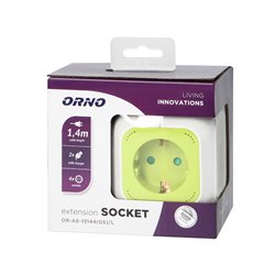 PRZEDŁUŻACZ 4-KROTNY(SCHUKO) Z ŁADOWARKĄ 2XUSB 1,4M LIMONKOWY ORNO PRZEDŁUŻACZ 4-KROTNY(SCHUKO) Z ŁADOWARKĄ 2XUSB 1,4M LIMONKOWY ORNO