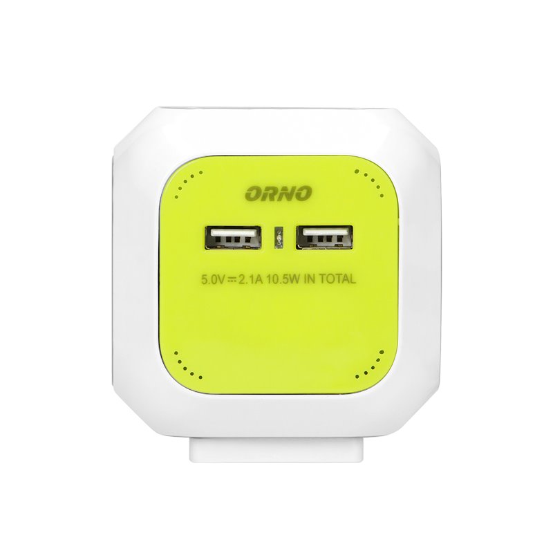 PRZEDŁUŻACZ 4-KROTNY(SCHUKO) Z ŁADOWARKĄ 2XUSB 1,4M LIMONKOWY ORNO PRZEDŁUŻACZ 4-KROTNY(SCHUKO) Z ŁADOWARKĄ 2XUSB 1,4M LIMONKOWY ORNO