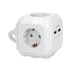 PRZEDŁUŻACZ 4 KROTNY 2P+Z (SCHUKO), ŁADOWARKA 2XUSB, 1,4M H05VV-F 3X1,5MM2, BIAŁY ORNO PRZEDŁUŻACZ 4 KROTNY 2P+Z (SCHUKO), ŁADOWARKA 2XUSB, 1,4M H05VV-F 3X1,5MM2, BIAŁY ORNO