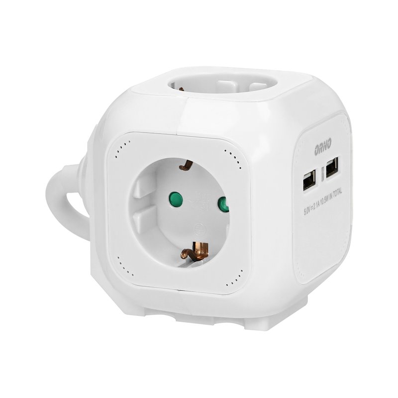 PRZEDŁUŻACZ 4 KROTNY 2P+Z (SCHUKO), ŁADOWARKA 2XUSB, 1,4M H05VV-F 3X1,5MM2, BIAŁY ORNO PRZEDŁUŻACZ 4 KROTNY 2P+Z (SCHUKO), ŁADOWARKA 2XUSB, 1,4M H05VV-F 3X1,5MM2, BIAŁY ORNO