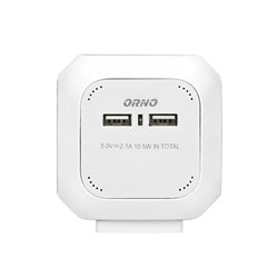 PRZEDŁUŻACZ 4 KROTNY 2P+Z (SCHUKO), ŁADOWARKA 2XUSB, 1,4M H05VV-F 3X1,5MM2, BIAŁY ORNO PRZEDŁUŻACZ 4 KROTNY 2P+Z (SCHUKO), ŁADOWARKA 2XUSB, 1,4M H05VV-F 3X1,5MM2, BIAŁY ORNO