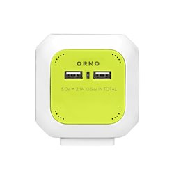 PRZEDŁUŻACZ 4-KROTNY Z ŁADOWARKĄ 2XUSB 1,4M LIMONKOWY ORNO PRZEDŁUŻACZ 4-KROTNY Z ŁADOWARKĄ 2XUSB 1,4M LIMONKOWY ORNO