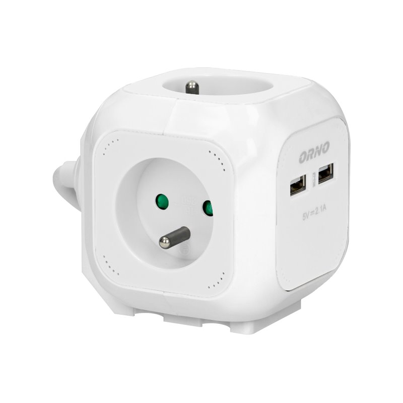 PRZEDŁUŻACZ 4 KROTNY 2P+Z, ŁADOWARKA 2XUSB, 1,4M H05VV-F 3X1MM2, BIAŁY ORNO PRZEDŁUŻACZ 4 KROTNY 2P+Z, ŁADOWARKA 2XUSB, 1,4M H05VV-F 3X1MM2, BIAŁY ORNO