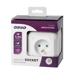 PRZEDŁUŻACZ 4 KROTNY 2P+Z, ŁADOWARKA 2XUSB, 1,4M H05VV-F 3X1MM2, BIAŁY ORNO PRZEDŁUŻACZ 4 KROTNY 2P+Z, ŁADOWARKA 2XUSB, 1,4M H05VV-F 3X1MM2, BIAŁY ORNO