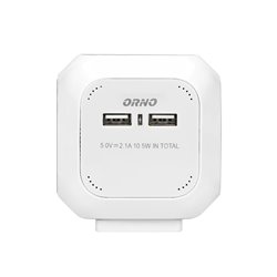 PRZEDŁUŻACZ 4 KROTNY 2P+Z, ŁADOWARKA 2XUSB, 1,4M H05VV-F 3X1MM2, BIAŁY ORNO PRZEDŁUŻACZ 4 KROTNY 2P+Z, ŁADOWARKA 2XUSB, 1,4M H05VV-F 3X1MM2, BIAŁY ORNO