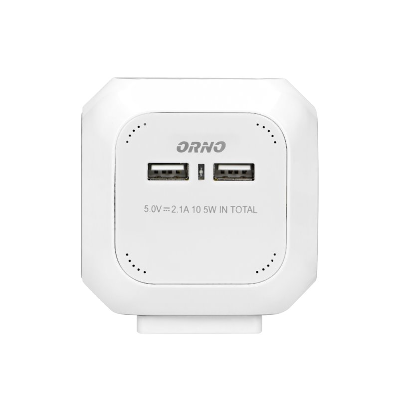 PRZEDŁUŻACZ 4 KROTNY 2P+Z, ŁADOWARKA 2XUSB, 1,4M H05VV-F 3X1MM2, BIAŁY ORNO PRZEDŁUŻACZ 4 KROTNY 2P+Z, ŁADOWARKA 2XUSB, 1,4M H05VV-F 3X1MM2, BIAŁY ORNO