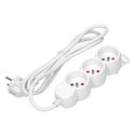 PRZEDŁUŻACZ 3-KROTNY 2P+Z, 3M H05VV-F 3X1,0MM2, IMAX10A, BIAŁY ORNO PRZEDŁUŻACZ 3-KROTNY 2P+Z, 3M H05VV-F 3X1,0MM2, IMAX10A, BIAŁY ORNO