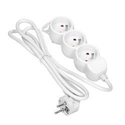 PRZEDŁUŻACZ 3-KROTNY 2P+Z, 3M H05VV-F 3X1,0MM2, IMAX10A, BIAŁY ORNO PRZEDŁUŻACZ 3-KROTNY 2P+Z, 3M H05VV-F 3X1,0MM2, IMAX10A, BIAŁY ORNO