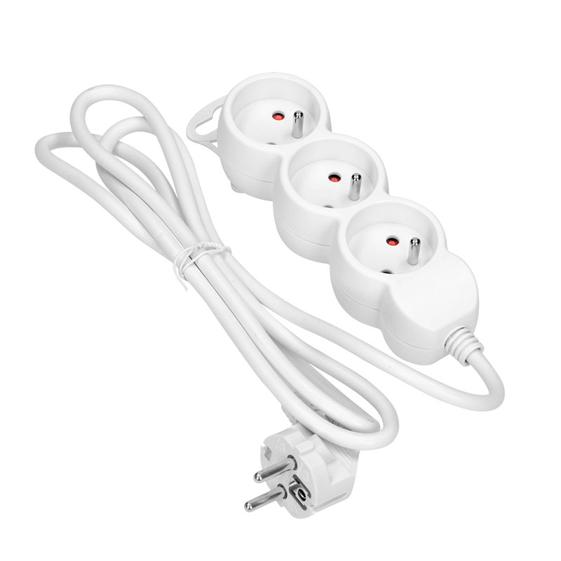 PRZEDŁUŻACZ 3-KROTNY 2P+Z, 3M H05VV-F 3X1,0MM2, IMAX10A, BIAŁY ORNO PRZEDŁUŻACZ 3-KROTNY 2P+Z, 3M H05VV-F 3X1,0MM2, IMAX10A, BIAŁY ORNO
