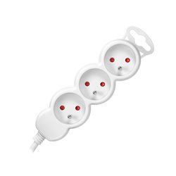 PRZEDŁUŻACZ 3-KROTNY 2P+Z, 3M H05VV-F 3X1,0MM2, IMAX10A, BIAŁY ORNO PRZEDŁUŻACZ 3-KROTNY 2P+Z, 3M H05VV-F 3X1,0MM2, IMAX10A, BIAŁY ORNO