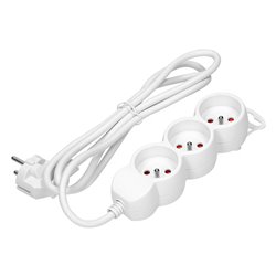 PRZEDŁUŻACZ 3-KROTNY 2P+Z, 5M H05VV-F 3X1,0MM2, IMAX10A, BIAŁY ORNO PRZEDŁUŻACZ 3-KROTNY 2P+Z, 5M H05VV-F 3X1,0MM2, IMAX10A, BIAŁY ORNO