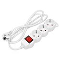 PRZEDŁUŻACZ 3-KROTNY 2P+Z (SCHUKO), Z WYŁĄCZNIKIEM, 5M H05VV-F 3X1,0MM2, IMAX10A, BIAŁY ORNO