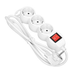 PRZEDŁUŻACZ 3-KROTNY 2P+Z (SCHUKO), Z WYŁĄCZNIKIEM, 5M H05VV-F 3X1,0MM2, IMAX10A, BIAŁY ORNO PRZEDŁUŻACZ 3-KROTNY 2P+Z (SCHUKO), Z WYŁĄCZNIKIEM, 5M H05VV-F 3X1,0MM2, IMAX10A, BIAŁY ORNO