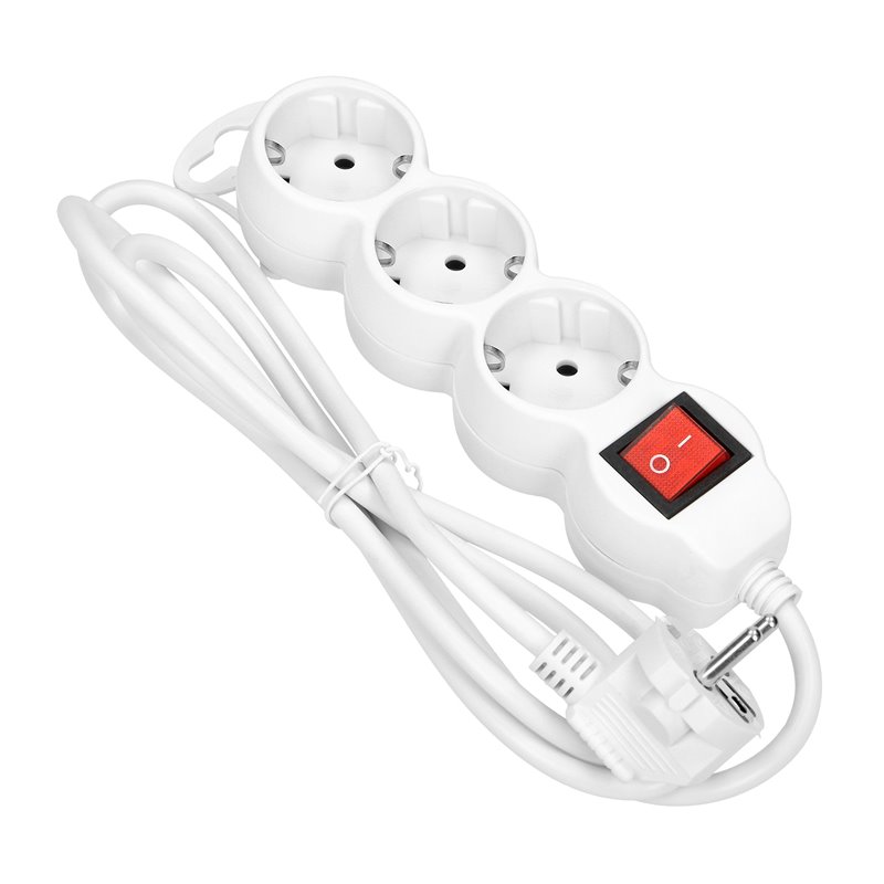 PRZEDŁUŻACZ 3-KROTNY 2P+Z (SCHUKO), Z WYŁĄCZNIKIEM, 5M H05VV-F 3X1,0MM2, IMAX10A, BIAŁY ORNO PRZEDŁUŻACZ 3-KROTNY 2P+Z (SCHUKO), Z WYŁĄCZNIKIEM, 5M H05VV-F 3X1,0MM2, IMAX10A, BIAŁY ORNO
